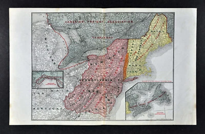 Mapa ferroviario 1920 - Canadá Nueva Inglaterra Nueva York Boston Toronto Quebec RR carga Foto 1 de 4