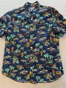 Gap Hawaiihemd Herren Large Navy Knopfleiste Urlaub Surfen Resort Kragen - Bild 1 von 4