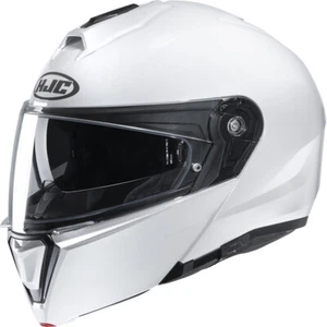 HJC I90 Plain Gloss Pearl White Flip Up Motorcycle Helmet - Picture 1 of 2