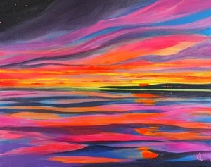 8x10" Original Acrylic Painting on Canvas. Seascape. Beach Landscape. Ocean Art - Picture 1 of 8