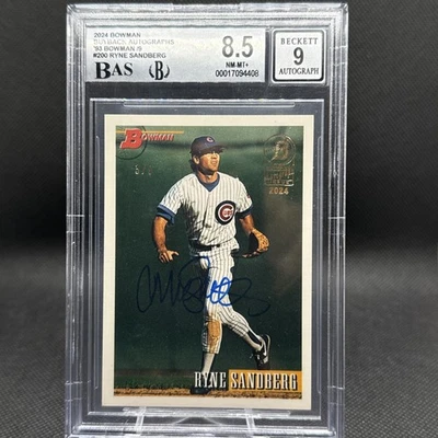 2024 Bowman Buybacks 93 Bowman Ryne Sandberg ¡¡Auto!! #’d 3/9!! BGS 8,5! 9 coches! Foto 1 de 4