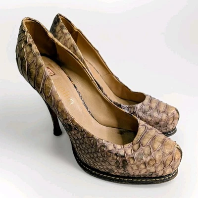 Zapatos de salón Ballin de cuero serpiente tacones altos talla 41 AU10 hechos en Italia todo cuero en muy buena condición Foto 1 de 4