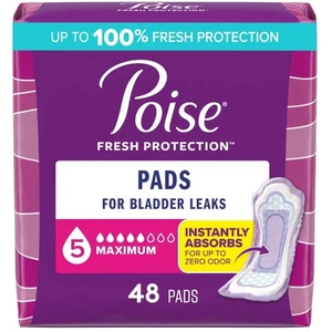 Incontinence Pads for Women, 5 Drop Maximum Absorbency, Regular Length, 48 Count - Picture 1 of 8