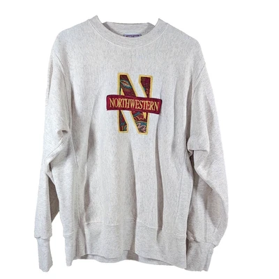 Moletom Vintage Northwestern University Adulto L Varsity Bordado Cinza - Imagem 1 de 4