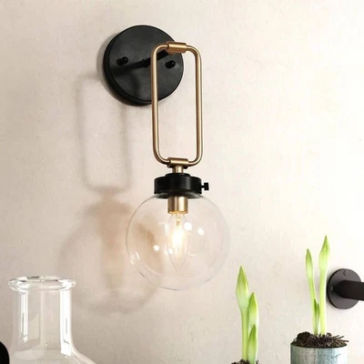 Uolfin Modern Bedroom Wall Light 1-Light Black & Brass Wall Sconce Light - Image 1 of 4