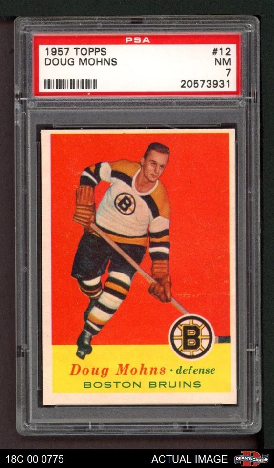 1957 Topps #12 Doug Mohns Bruins PSA 7 - NM - Image 1 of 1