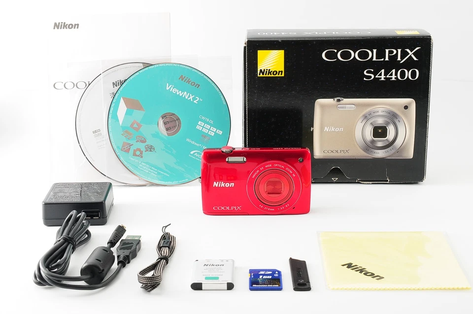 [Near MINT] Nikon COOLPIX S4400 Red 20.1MP 6x Zoom Digital Camera From JAPAN - Image 1 of 4