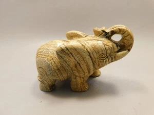 Elephant Figurine Kalahari Picture Jasper Animal Carving #O150 - Picture 1 of 7