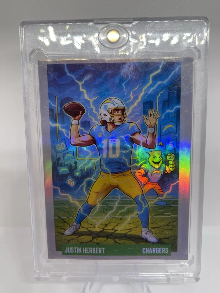 Tarjeta de arte personalizada Justin Herbert Downtown cargadores de Los Ángeles Foto 1 de 2