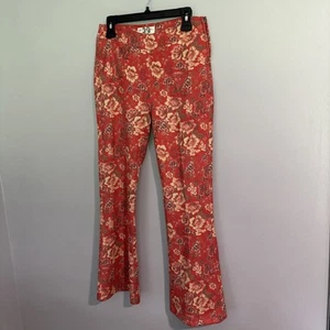 Free People House Party Printed Vegan Suede Flare Leg Pants Size 29 - Picture 1 of 10