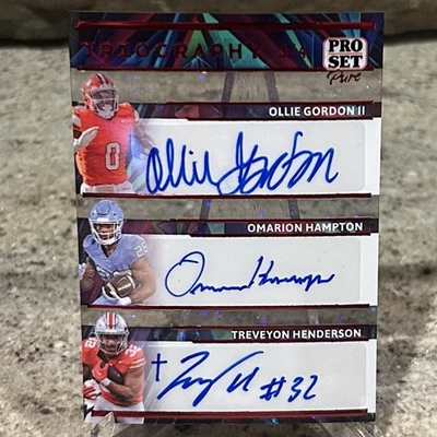 2024 Leaf Pro Set Pure Triography Red Sparkle Gordon, Hampton, Henderson Auto /4 - Image 1 of 2