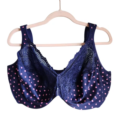 Sujetador Glamorise 48G azul para mujer Wonderwire cierre frontal con aros lunares Foto 1 de 4