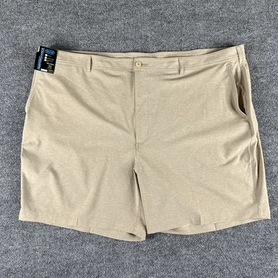全新带标签 Roundtree & Yorke Performance 短裤 Big Man 50 x 7 英寸卡其色平前 — 第 1/4 张图片