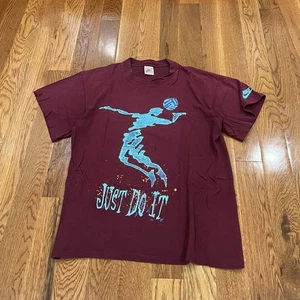 VTG Nike Beach Volleyball Black Just Do It Single Stitch Shirt L - Picture 1 of 7