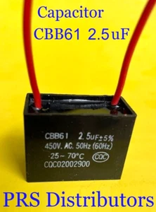 CBB61 2.5uF 2.5mF Motor Ceiling Fan Capacitor replacement 2-Wire 450VAC 50/60 HZ - Picture 1 of 5