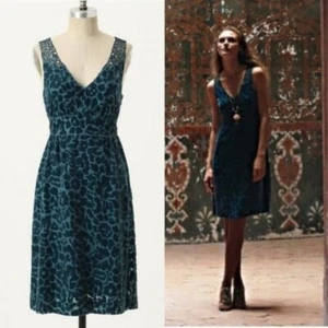 Moulinette Soeurs Velvet Cocktail Party Dress Matilija Burnout V-Neck Size 0 - Picture 1 of 8