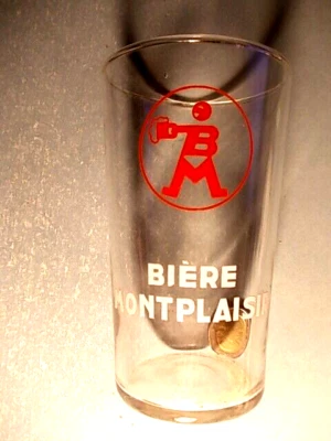 Superbe verre à bière MONTPLAISIR 1950 brasserie d'Oc Toulouse 31 beau logo TOP - Photo 1/3