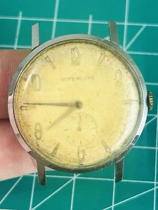Vintage Superluxe Mechanical Watch 37.4mm – Wound Tight, Cracked Crystal Lot Ab - Picture 1 of 7