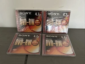 Sony DVD-RW Blank Media Discs Recordable 4.7GB 120 Minutes X 4 Brand New Sealed - Picture 1 of 6
