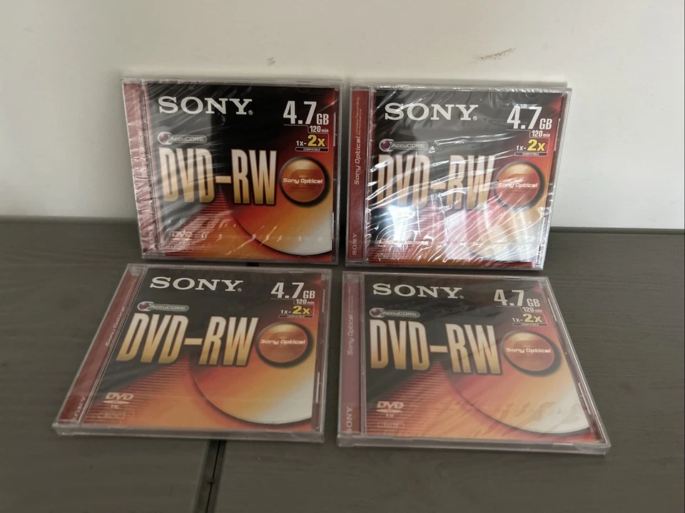 Sony DVD-RW Blank Media Discs Recordable 4.7GB 120 Minutes X 4 Brand New Sealed - Image 1 of 4