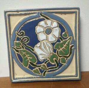 Vintage Red Clay Tile Works (RCTW 1985) 5.75" White Terracotta Floral Flower - Picture 1 of 14