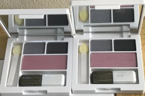 2 x Clinique All About Shadow Duo CX Grey Matters/22 Jeans Heels/Blush 14 Iced L - Picture 1 of 3