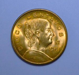 S6 - Mexico 5 Centavos 1961 Brilliant Unc. Coin - Facing Eagle *** Beautiful - Picture 1 of 2
