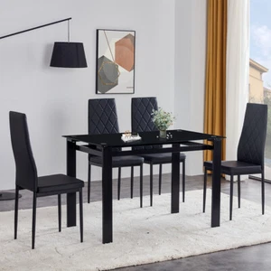 5PCS Home Office Heavy Duty Dining Table Chair Set, One Dining Table and 4 Chair - Picture 1 of 9