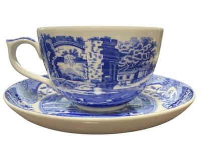 Spode Blue Italian Jumbo Coffee Tea Cup And Saucer Set Fine Porcelain  NIB - Image 1 of 4