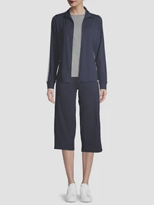Athletic Works Women's Athleisure Track Jacket w Contrast Stripes, Dark Navy,XXL - Imagen 1 de 6