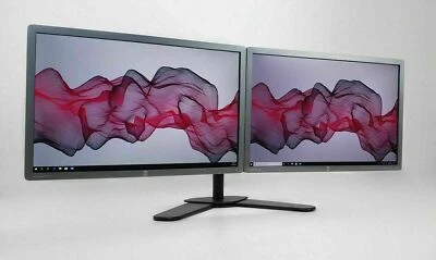 Dual Monitor Screen Setup 2 x 24" FULL HD 1920x1200 HP E241i IPS  B + Dual Stand - Image 1 of 4
