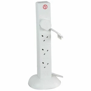 8 Socket Surge Protected Power Tower Mains Extension Lead Electrical 2x USB 2m W - Picture 1 of 1