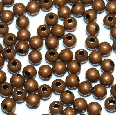 Cuentas espaciadoras de metal redondas de acero de 4 mm de cobre envejecido MB389 100 piezas Foto 1 de 2