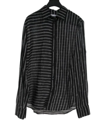 Givenchy Men Striped Logo Button Down Shirt 41 Black White  Lightweight Cotton - Image 1 of 4