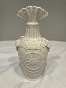 ANTIQUE 19TH CENTURY BENNINGTON PARIAN WARE BISQUE DECORATED VASE 10 POINT STAR - Picture 1 of 15