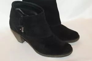 ALICE + OLIVIA Black Suede Leather Hooded Cuff Heeled Ankle Boots Sz 9 EU39 - Picture 1 of 10