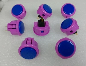 Japan Sanwa Mix Buttons Violet Royal Blue x 8 pcs Video Game Arcade Parts OBSF - Picture 1 of 5