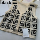 Vintage Style Women Crochet Knitted Waistcoat Vest Tank Top Button Up Knit Gilet