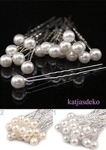 10 Haarnadeln Perle 8*10*mm Weiß/Creme Haarschmuck Hochzeit Kommunion Nestnadeln - Picture 1 of 4