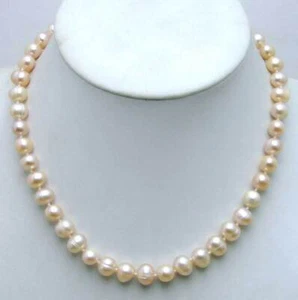 8-9mm Round Natural Freshwater Pink Pearl Necklace for Women 17" Chokers Jewelry - Picture 1 of 10