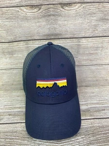 Patagonia RARE FITZ ROY Logo Embroidered Snapback Hat Cap Mountains Navy - Picture 1 of 9