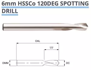 6mm COBALT NC SPOT SPOTTING DRILL 120 DEGREE HSSCo8 8224020600 EUROPA OSBORN B17 - Picture 1 of 9