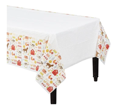 Cubierta de mesa de fiesta de animales de granja suministros de decoración de cumpleaños de corral ovejas vacas Foto 1 de 2