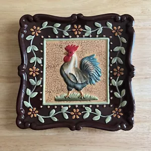 Rooster Ceramic 8" Square Plate Kimberly Poloson MWW Market - Picture 1 of 5