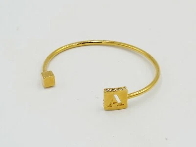 C. Wonder 14k Gold plated Delicate Cuff pave edge Initial Bracelet A,E New - Image 1 of 4