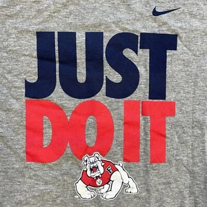 NIKE Fresno State Bulldogs JUST DO IT Small Youth Gray T-Shirt - New W/ Tags - Picture 1 of 6