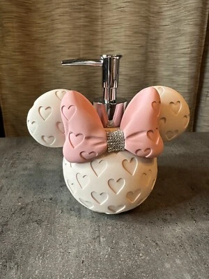 BOMBA DISPENSADORA DE JABÓN DISNEY MINNIE MOUSE CABEZA FORMA ROSA ESTRÁS Foto 1 de 2