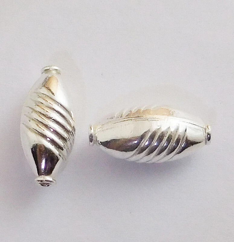 12 PCS 18X8MM OVAL SPACER BEAD STERLING SILVER PLATED JEWELRY MAKING - Image 1 of 3