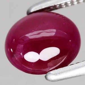 1.1ct Oval Cabochon 6.2x5.3mm Natural Heated Burmese Ruby Purplish Red Gemstone - Picture 1 of 4