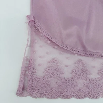 Vintage Vanity Fair Meio Chinelo Lilás Roxo 5" Fenda de Renda Tamanho Grande - Imagem 1 de 4